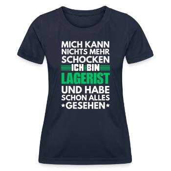 Nicht schockbarer Lagerist - Frauen Funktions-T-Shirt - Navy - Vorne - AI Model Female 172 light (172cm)