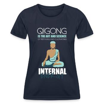 Qigong Qi Gong Tai Chi Chigong - Frauen Funktions-T-Shirt - Navy - Vorne - AI Model Female 172 light (172cm)