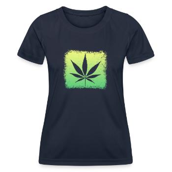 Kiffen Weed Ganja - Frauen Funktions-T-Shirt - Navy - Vorne - AI Model Female 172 light (172cm)