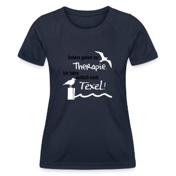 Therapie Texel - Frauen Funktions-T-Shirt - Navy - Vorne - AI Model Female 172 light (172cm)