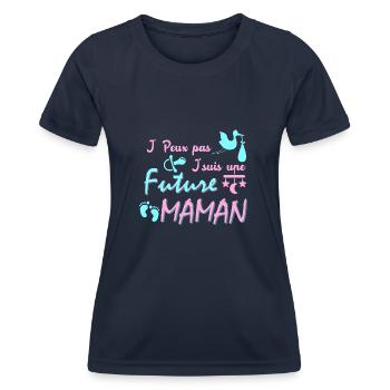 J'peux pas j'suis une future maman - T-shirt sport Femme - bleu marine - Devant - AI Model Female 172 light (172cm)