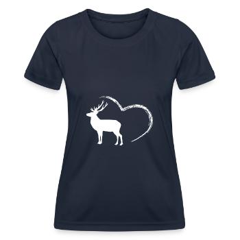 Hirsch - Deer - Protection de la nature - Protection des animaux - Coeur - T-shirt sport Femme - bleu marine - Devant - AI Model Female 172 light (172cm)