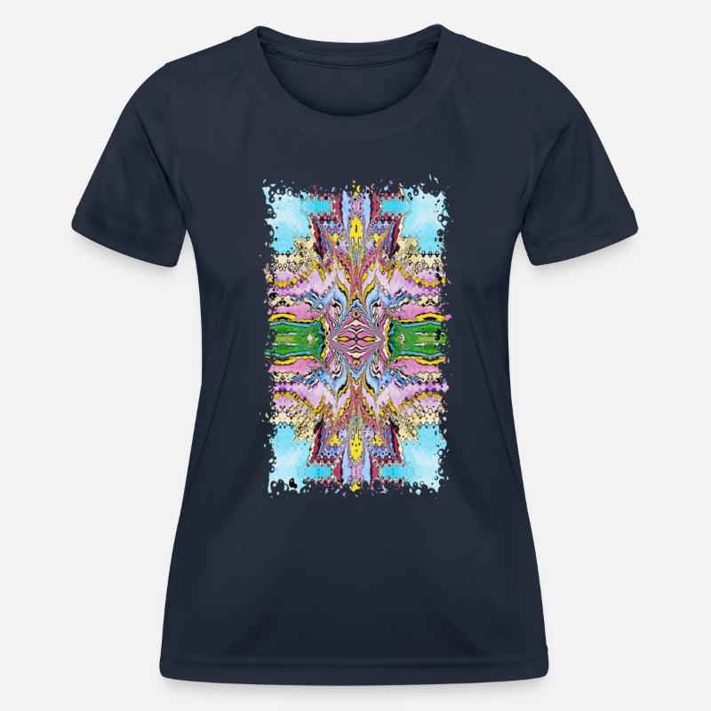 Classic psychedelic pattern, pink and blue - Women's Functional T-Shirt - navy