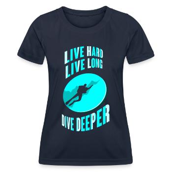 Plongée Plongée Instructeur de plongée Plongée - T-shirt sport Femme - bleu marine - Devant - AI Model Female 172 light (172cm)