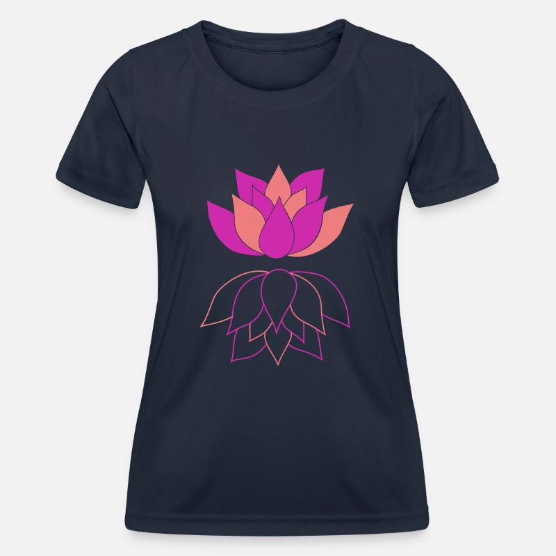 Lotus with mirror image - Women's Functional T-Shirt - navy