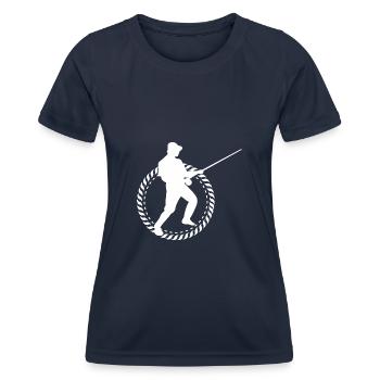 Angler Angelhaken Angelrute Sportfischer - Frauen Funktions-T-Shirt - Navy - Vorne - AI Model Female 172 light (172cm)