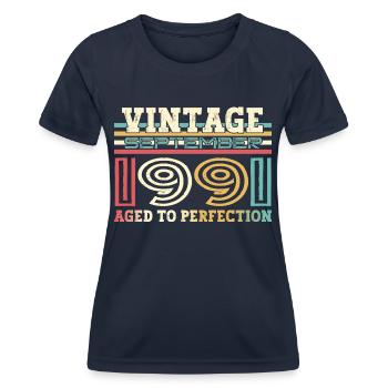 Septembre Né 1991 31ème anniversaire Cadeau - T-shirt sport Femme - bleu marine - Devant - AI Model Female 172 light (172cm)