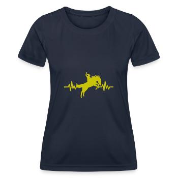 Herzschlag - Pferd Hengst Stute Ross Reitsport - Frauen Funktions-T-Shirt - Navy - Vorne - AI Model Female 172 light (172cm)