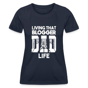 Vivre ce blogueur papa vie Papa Blogger - T-shirt sport Femme - bleu marine - Devant - AI Model Female 172 light (172cm)
