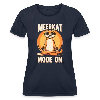 Erdmännchen Méditation Yoga - Mode Suricate activé - T-shirt sport Femme - bleu marine - Devant - AI Model Female 172 light (172cm)