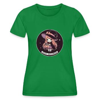 Halloween Witch for Kids - Women's Functional T-Shirt - kelly green - Front - AI Model Female 172 dark (172cm)