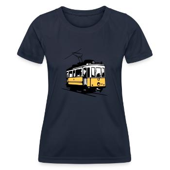 Tram historique / historic Tram - T-shirt sport Femme - bleu marine - Devant - AI Model Female 172 light (172cm)