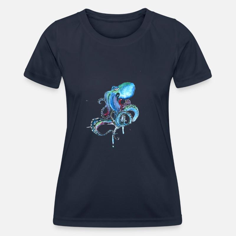 kraake octopus tentacal illu fish octopus ora - Women's Functional T-Shirt - navy