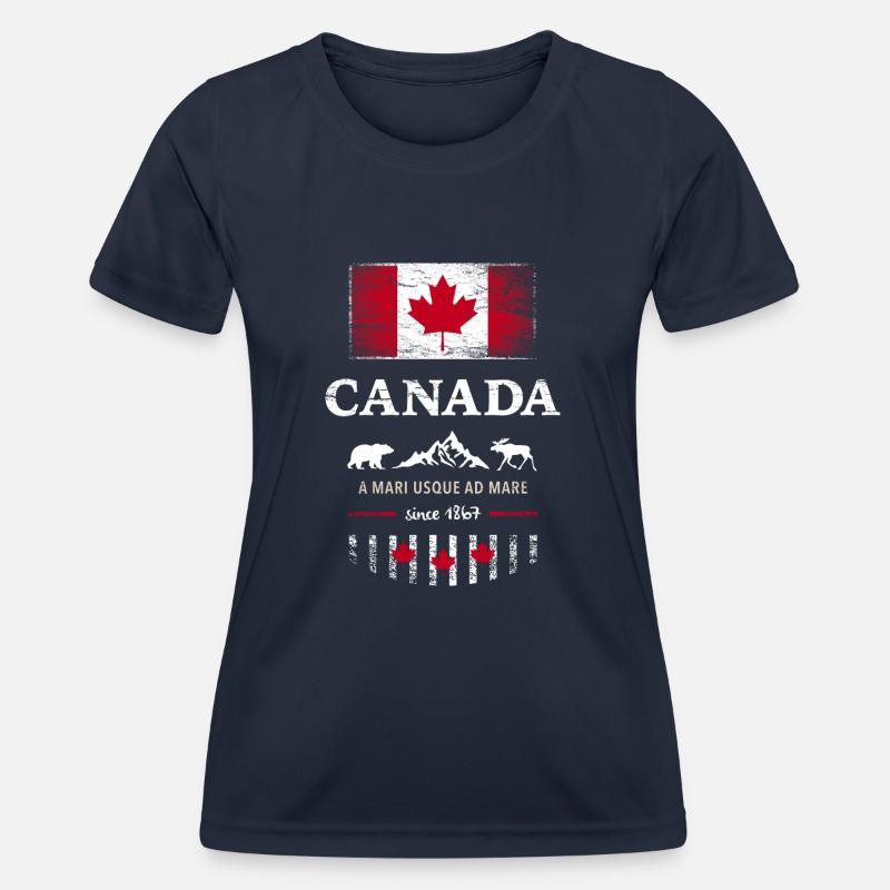Canada Canada America maple leaf flag flag bear - Women's Functional T-Shirt - navy