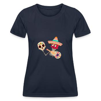 Dia de muertos,Mariachi,Costume,Jour des Morts,Masque - T-shirt sport Femme - bleu marine - Devant - AI Model Female 172 light (172cm)