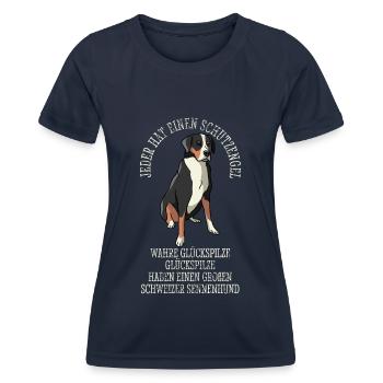 Schweizer Sennenhund Großer Schutzengel - Frauen Funktions-T-Shirt - Navy - Vorne - AI Model Female 172 light (172cm)