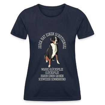 Schweizer Sennenhund Großer Schutzengel - Frauen Funktions-T-Shirt - Navy - Vorne - AI Model Female 172 light (172cm)