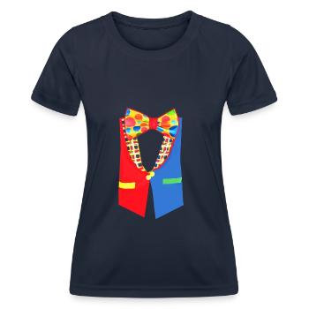 Clown,Carnival,Costume,Colorful Clown,Bow Tie - Women's Functional T-Shirt - navy - Front - AI Model Female 172 light (172cm)