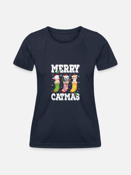 Pyjama Weihnachten - Frauen Funktions-T-Shirt - Navy