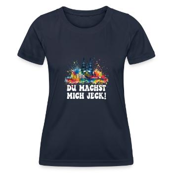 Köln Kölle Karneval Gebützt Kölle Alaaf Jeck Party - Frauen Funktions-T-Shirt - Navy - Vorne - AI Model Female 172 light (172cm)