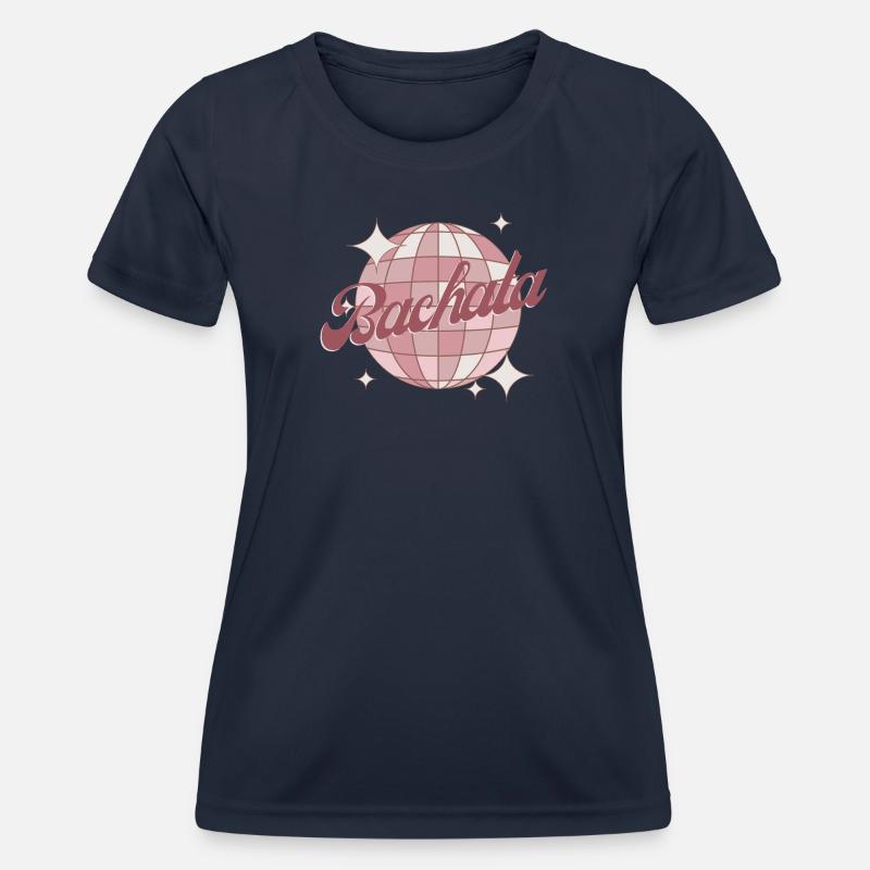 Bachata Dance Retro Comic Disco Ball Pink - Women's Functional T-Shirt - navy