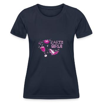 Party Girls,Font, Néon, Fête,Stars,Party - T-shirt sport Femme - bleu marine - Devant - AI Model Female 172 light (172cm)