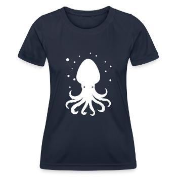 Oktopus Krake Zootier Meereswesen - Frauen Funktions-T-Shirt - Navy - Vorne - AI Model Female 172 light (172cm)