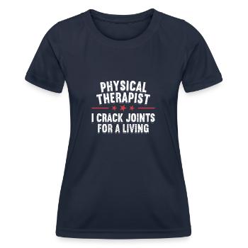 Physiothérapeute Je Craquement articulations Pour de l’argent - T-shirt sport Femme - bleu marine - Devant - AI Model Female 172 light (172cm)