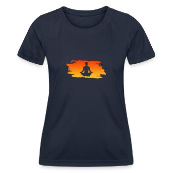 Yoga Yogi Namaste Om - Frauen Funktions-T-Shirt - Navy - Vorne - AI Model Female 172 light (172cm)