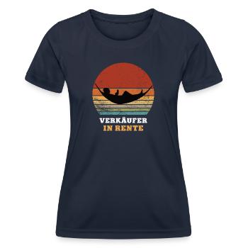 Verkäufer Rente Ruhestand Ruheständler Rentner - Frauen Funktions-T-Shirt - Navy - Vorne - AI Model Female 172 light (172cm)
