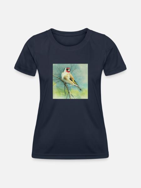 Distelfink Stieglitz gemalt - Frauen Funktions-T-Shirt - Navy