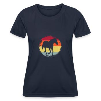 Horses Silhouette Vintage - Horse Silhouette - Women's Functional T-Shirt - navy - Front - AI Model Female 172 light (172cm)