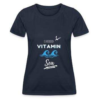 J’ai besoin de vitamine mer - T-shirt sport Femme - bleu marine - Devant - AI Model Female 172 light (172cm)