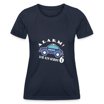 Alarm ich bin schon 6 Polizei - Frauen Funktions-T-Shirt - Navy - Vorne - AI Model Female 172 light (172cm)