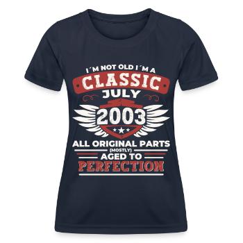19th Birthday Vintage 2003 July Gifts Men - Women's Functional T-Shirt - navy - Front - AI Model Female 172 light (172cm)