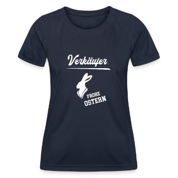 Verkäufer Frohe Ostern Ostergeschenk Verkauf Mann - Frauen Funktions-T-Shirt - Navy - Vorne - AI Model Female 172 light (172cm)