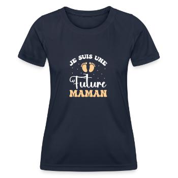 future maman - T-shirt sport Femme - bleu marine - Devant - AI Model Female 172 light (172cm)