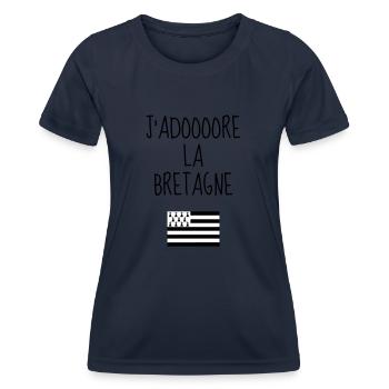 Bretagne / Breton / Bretonne / BZH / Breizh - Frauen Funktions-T-Shirt - Navy - Vorne - AI Model Female 172 light (172cm)