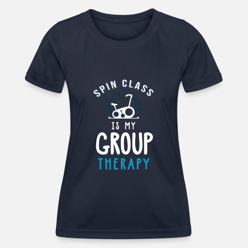 Spin Class Is My Group Therapy - Women's Functional T-Shirt - navy