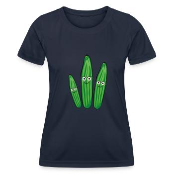Famille du concombre,Concombre,Concombre,Concombre,Nerd - T-shirt sport Femme - bleu marine - Devant - AI Model Female 172 light (172cm)