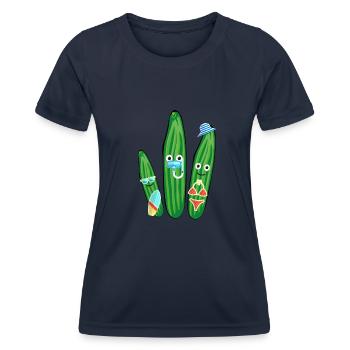 Vacation, Vacation, Cucumbers, Family, Diving - Women's Functional T-Shirt - navy - Front - AI Model Female 172 light (172cm)