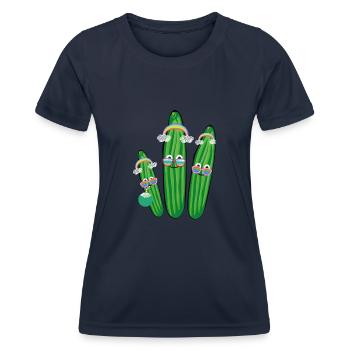 gurken trio,gurken,gurke,regenbogen,sonnenbrille - Frauen Funktions-T-Shirt - Navy - Vorne - AI Model Female 172 light (172cm)