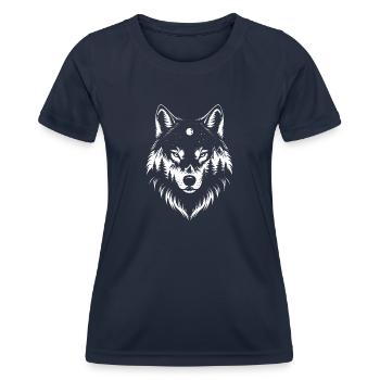 Black Wolf Wolf Portrait. Wolf design - Women's Functional T-Shirt - navy - Front - AI Model Female 172 light (172cm)