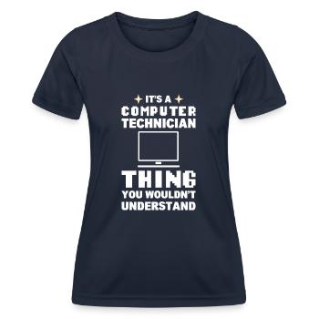 Lustiger Computerfreak Computertechniker - Frauen Funktions-T-Shirt - Navy - Vorne - AI Model Female 172 light (172cm)