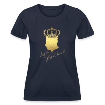 British King Coronation Charles England Flag - Women's Functional T-Shirt - navy - Front - AI Model Female 172 light (172cm)