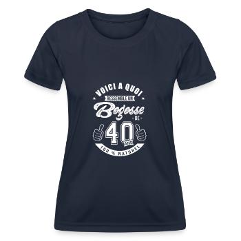 Bogosse de 40 ans anniversaire 40 ans - T-shirt sport Femme - bleu marine - Devant - AI Model Female 172 light (172cm)