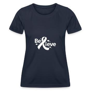 Cancer du poumon - T-shirt sport Femme - bleu marine - Devant - AI Model Female 172 light (172cm)