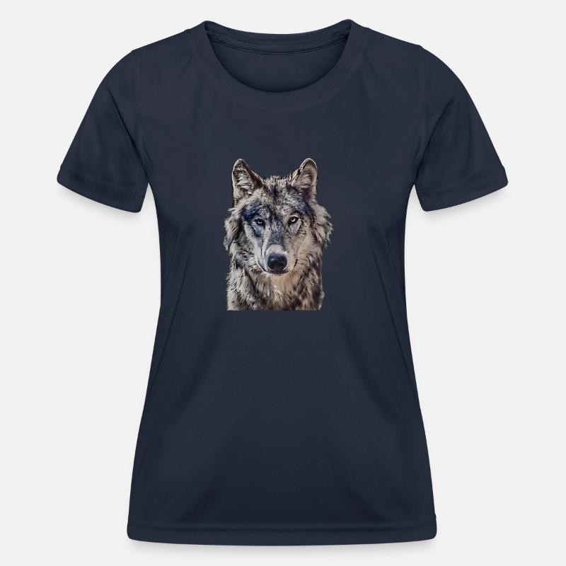 Wolfkopf from the front - Women's Functional T-Shirt - navy