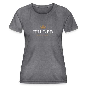 Hiller Original Familienlogo - Frauen Funktions-T-Shirt - dunkle Melange  - Vorne - AI Model Female 172 light (172cm)