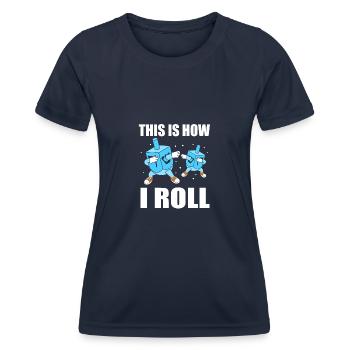 Hanoucca - T-shirt sport Femme - bleu marine - Devant - AI Model Female 172 light (172cm)